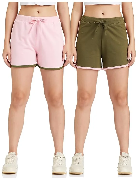 Amazon Brand Symbol Women Cotton Blend Regular Fit Lounge Shorts (Plus Sizes)