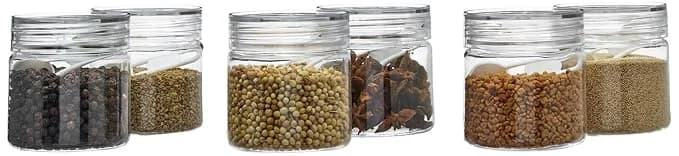 Amazon Brand – Solimo Plastic Storage Jar & Containers Set With Spoon
