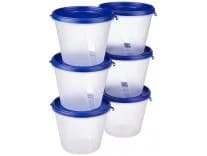 Amazon Brand – Solimo Nestable & Stackable Polypropylene Container Set, Round, 1000 ml, Set of 6,