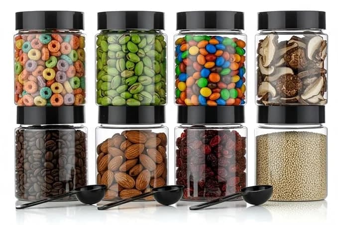 HomeWiz Airtight Kitchen Storage Box 250ml Pack of 8 | Food Grade BPA-Free Kitchen Jars