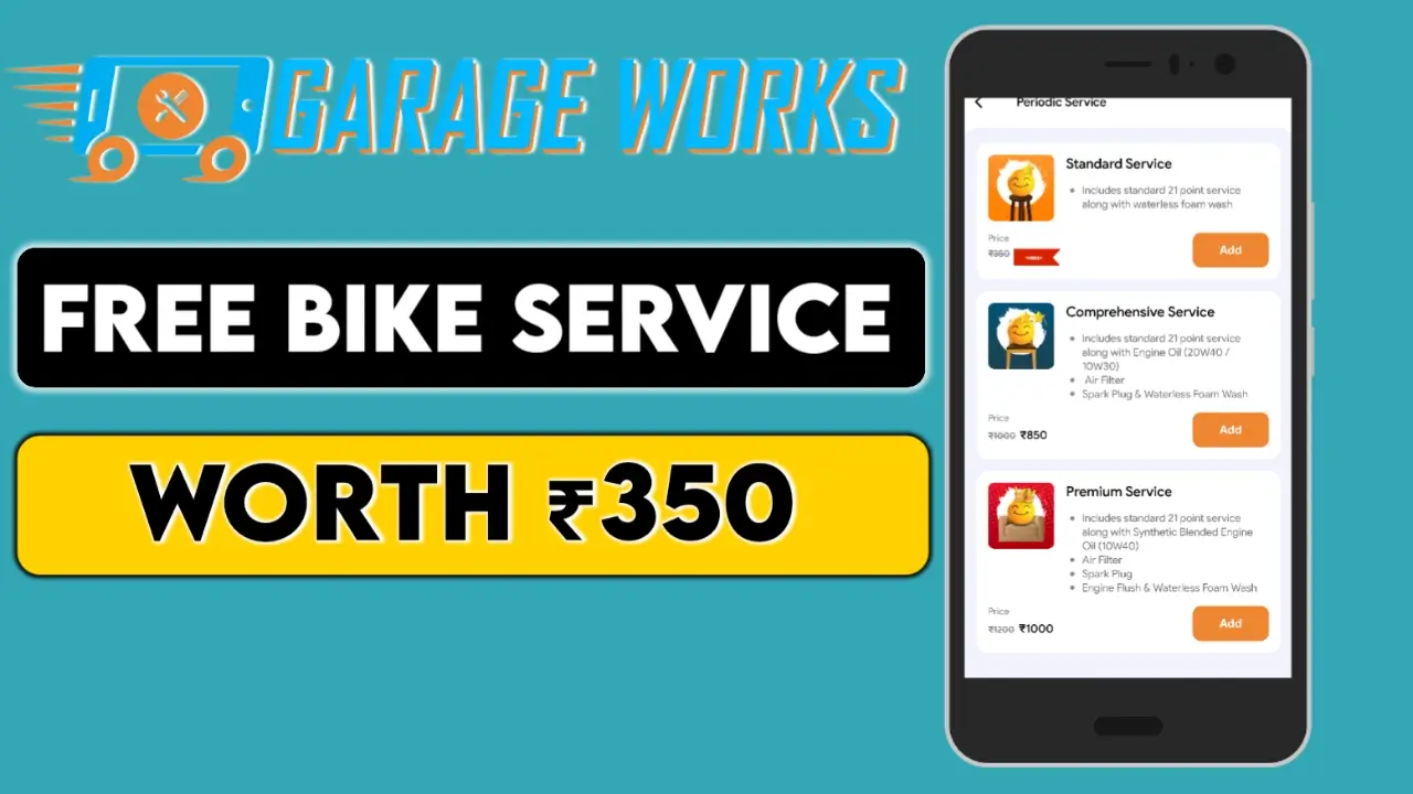 GarageWorks Coupon code: Free Bike Service/Maintenance at Home
