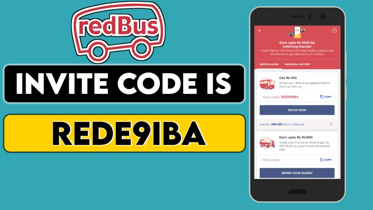 Redbus Referral Code 2024 ” rede9iba “: 20% OFF + RS 100 CASHBACK
