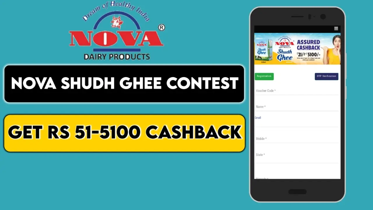 ( Unique Code Based ) Nova Shudh Ghee Offer: Assured Rs 51 – Rs 5100 Cashback