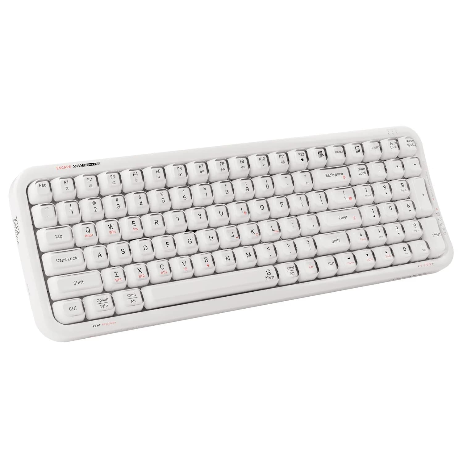 iGear ClearKey Wireless Keyboard, Transparent Keycaps, RGB Backlight 14 Modes, Tri-Mode BT + 2.4GHz + Wired, 3-Device Switching, 2000mAh, Type-C, Windows/Mac/iOS/Android