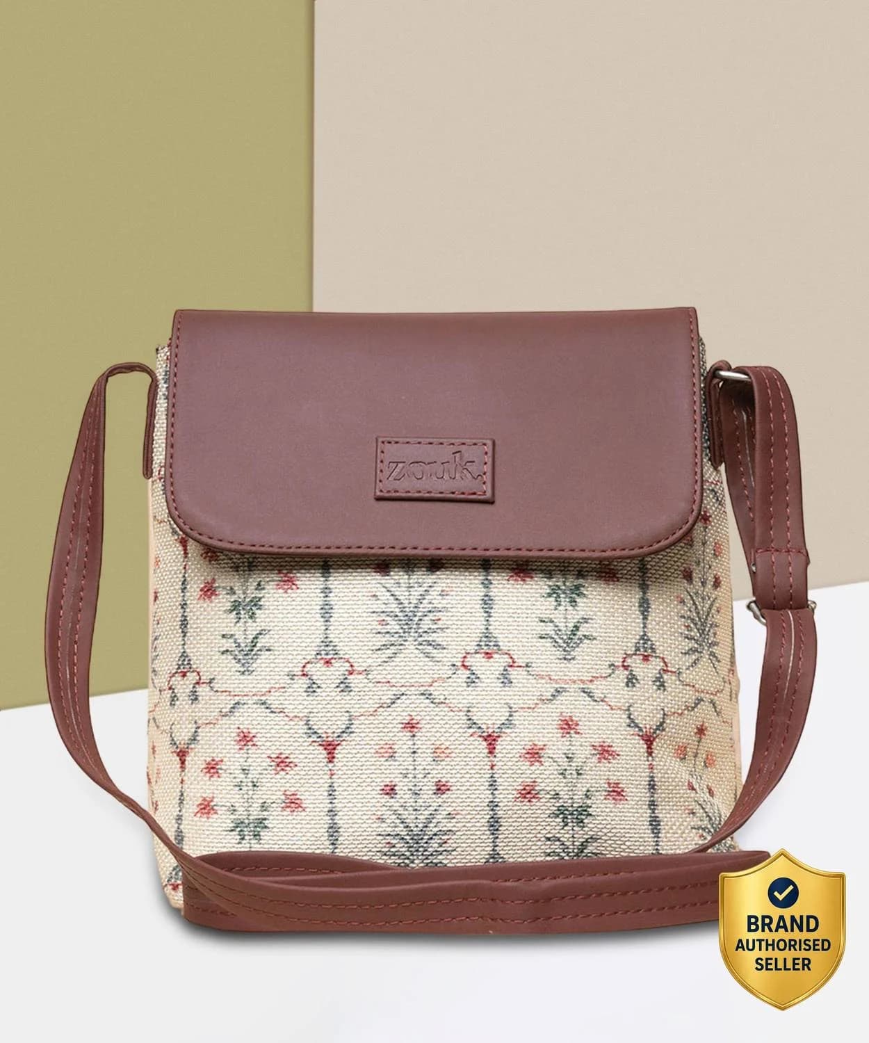 ZOUK White Sling Bag Taj Nakashi Flap Sling Bag